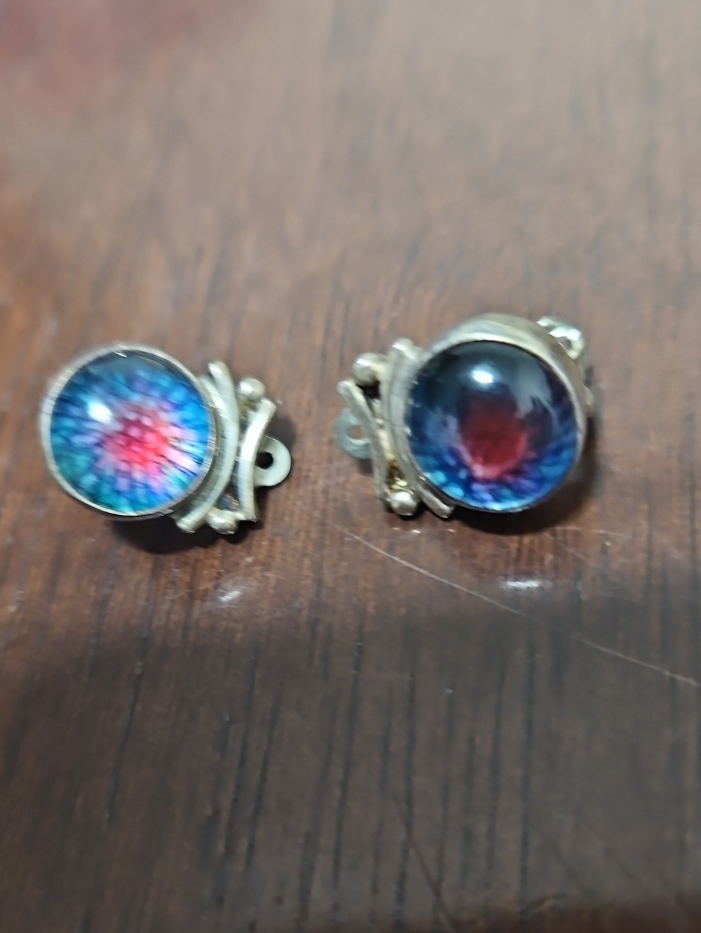Blue & Silver Clip-On Earrings